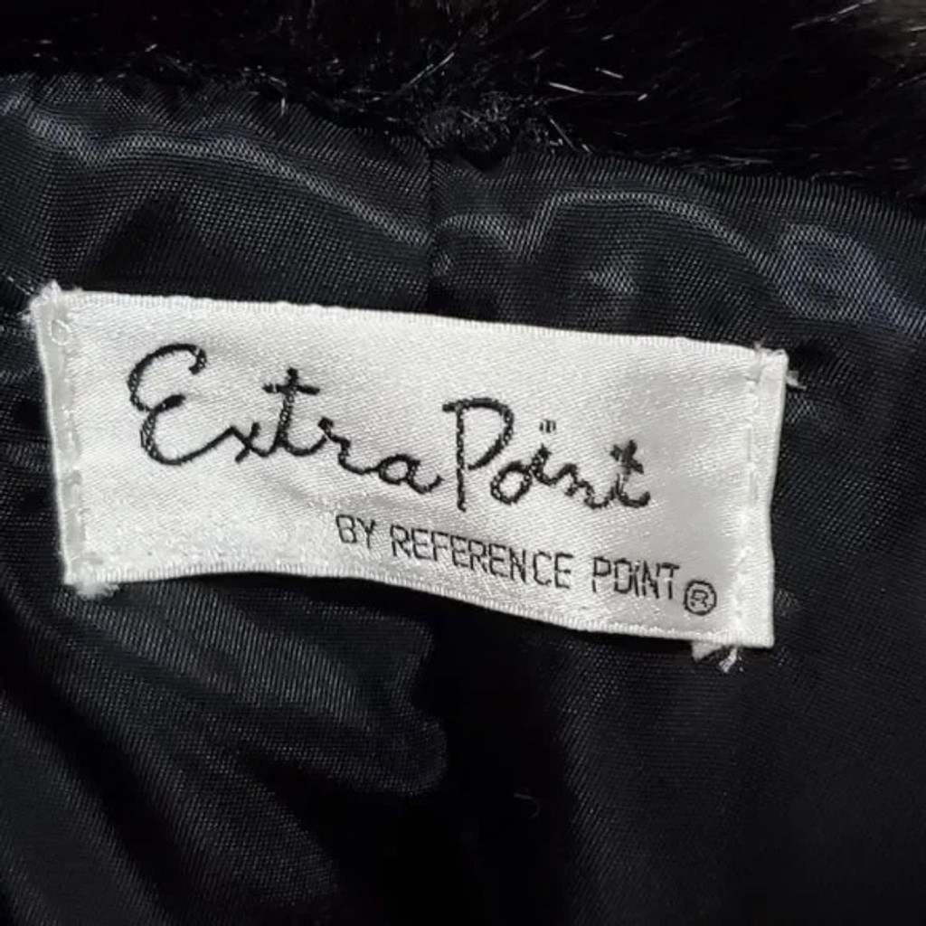 80s Vintage Extra Point by Reference Point Black Faux Suede Faux Fur Belted Coat