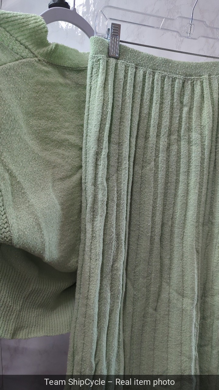 Vintage 1950s Lofties Sea Foam Green 3 Piece Knit Skirt Set Med Lg G2U