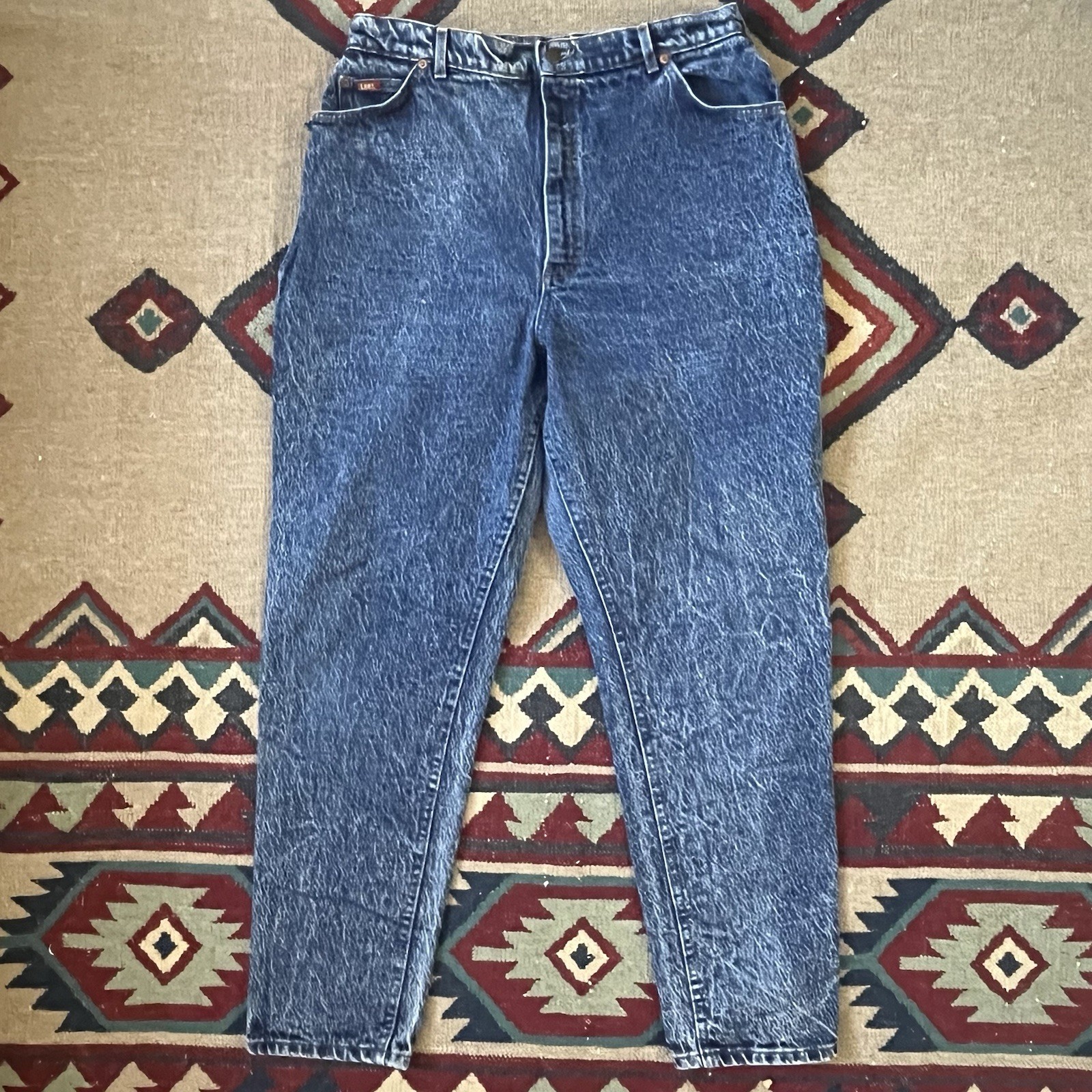 Vintage 90s Lee Riders High Waist Mom Jeans Women’s 34×30 Stone Wash Blue Denim
