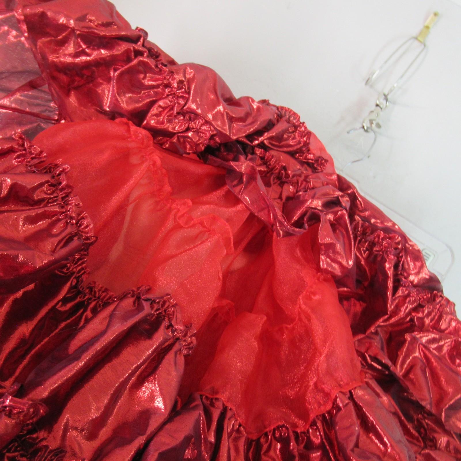 Square Dance Apparel Petticoat M Metallic Red 5 Tier 2 Layer Ruffles