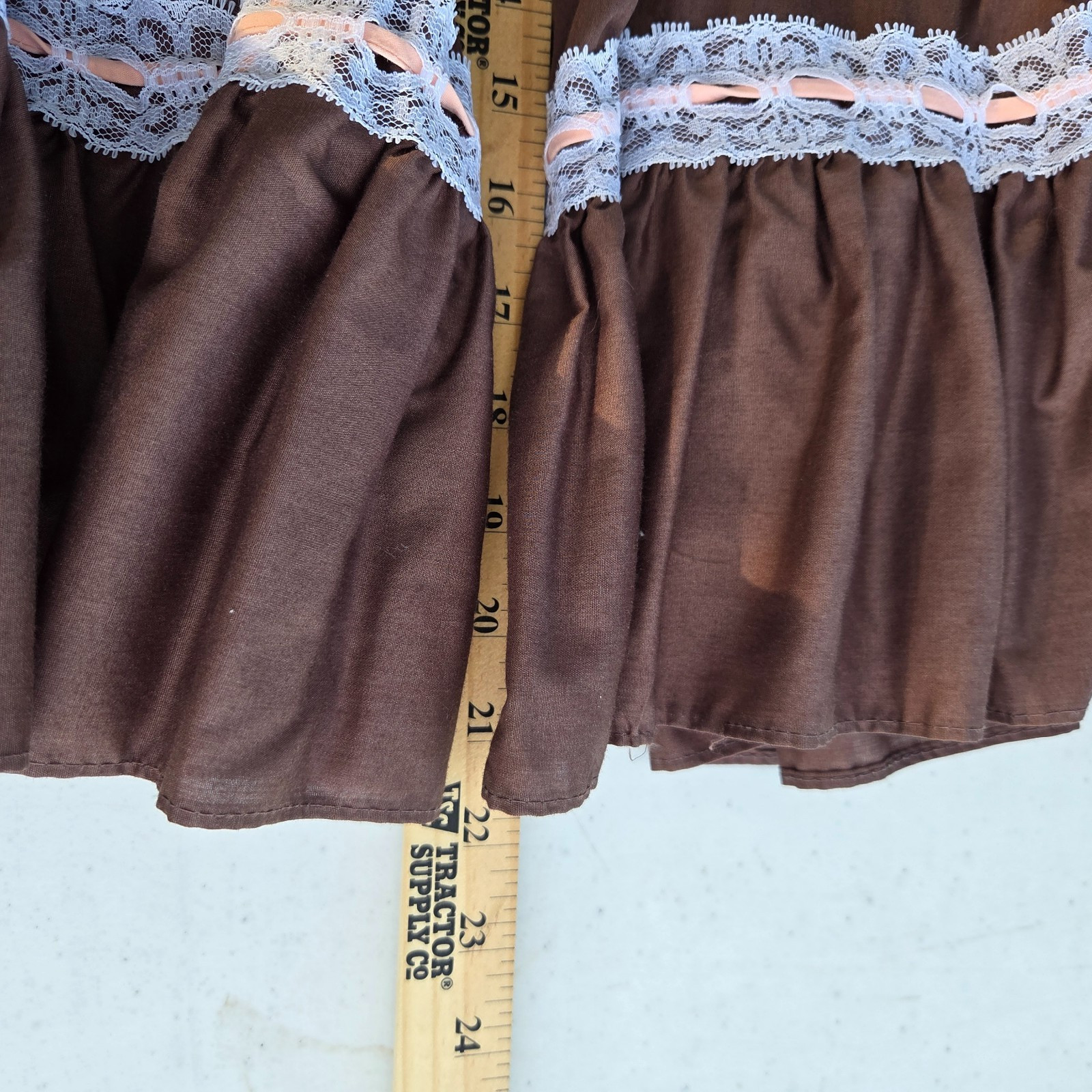Vintage Malco Modes Square Dance Petticoat Skirt Brown Lace Rockabilly Medium