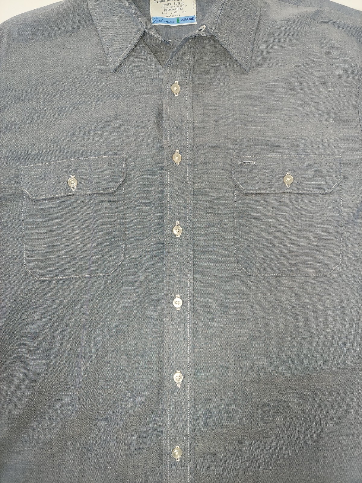 Vintage Sears Fieldmaster Chambray Button Up Horse Patriotic Western Boho Native