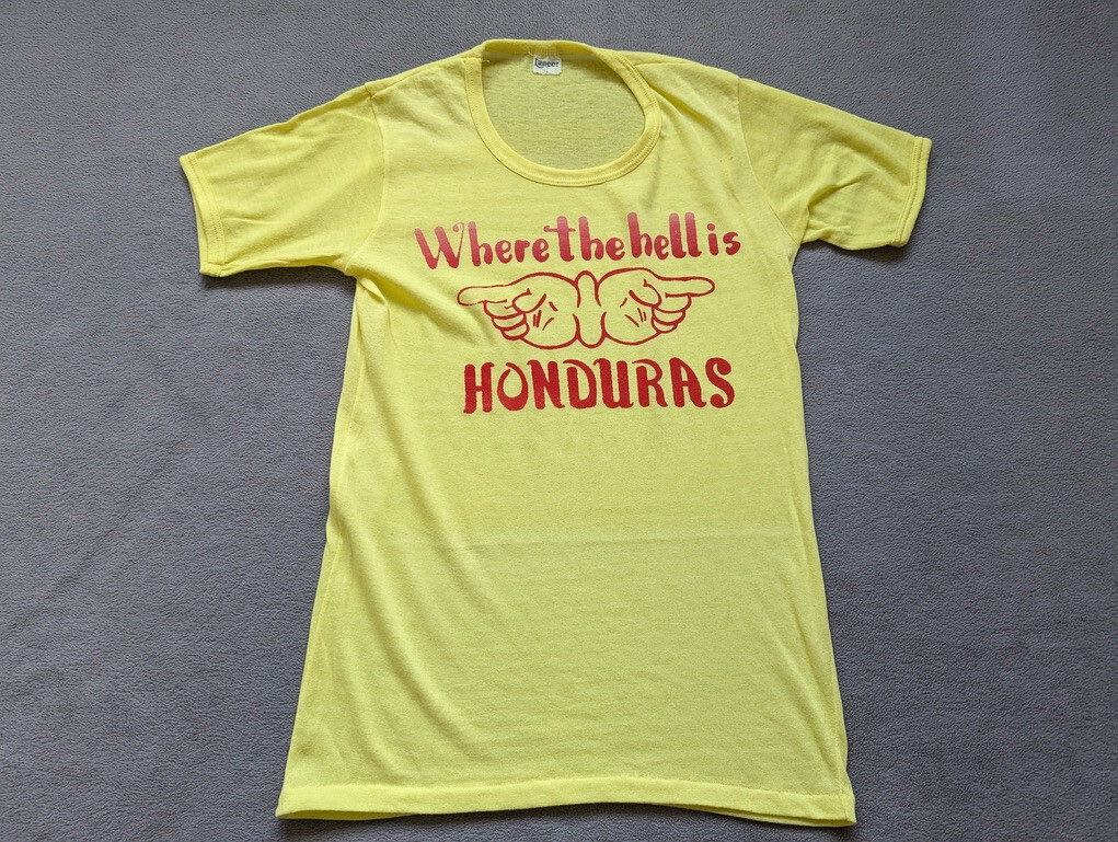 Lancer Vintage 70s 80s where the hell is Honduras yellow shirt womens size 36