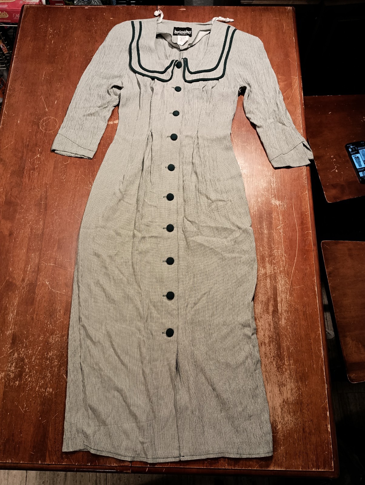 Brioche California Women&rsquo;s Green VTG Collar Button Down Dress Size 9/10