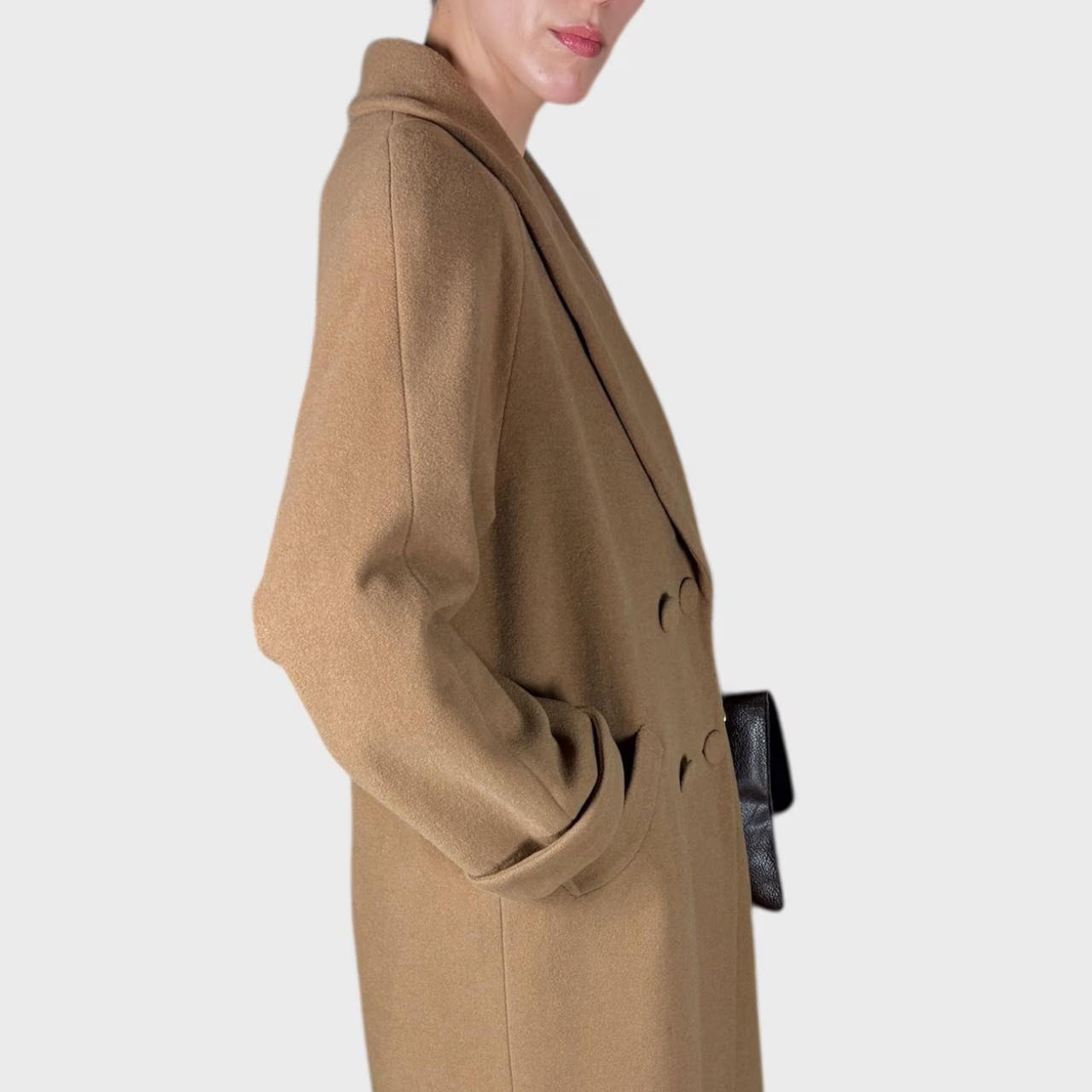 Vintage Beige Wool Coat Classic Minimalist Warm Winter Coat size US10/12; EU42