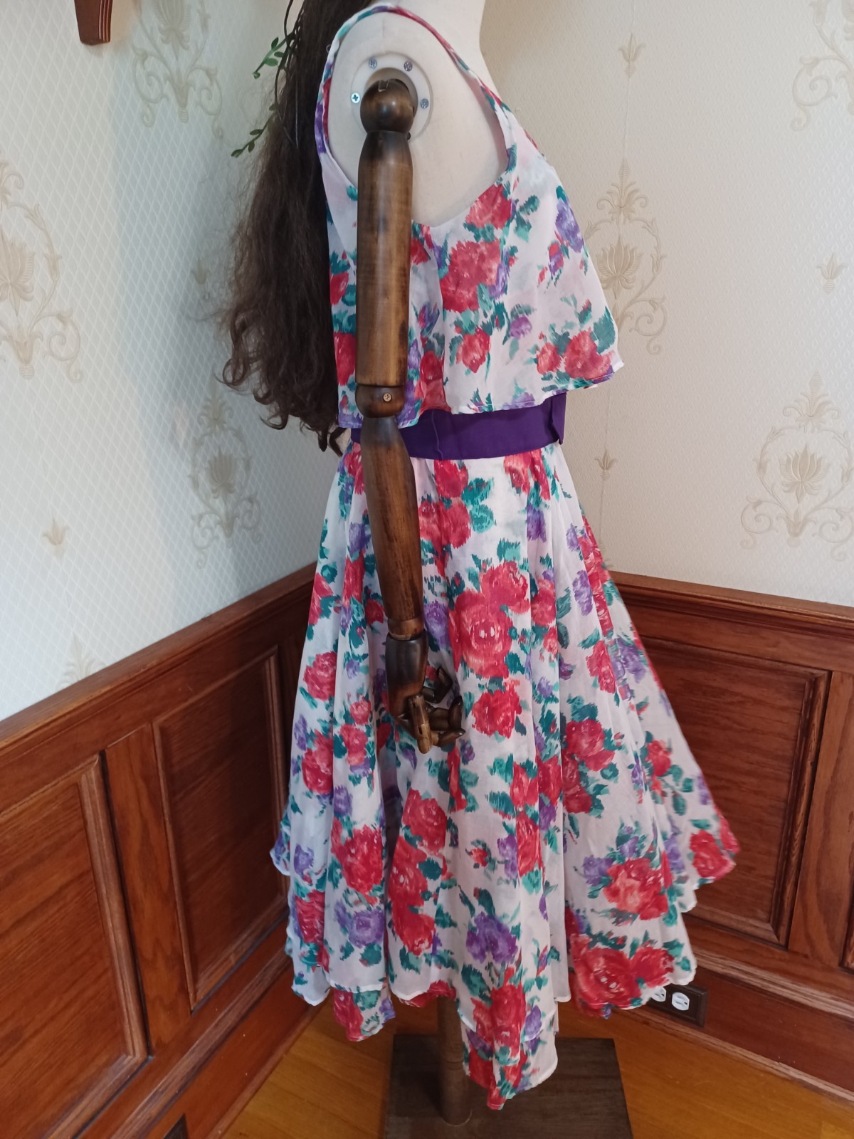 Vintage 1980s L. Rothschild Floral Print Tiered Cottagecore Prairie Tea Dress