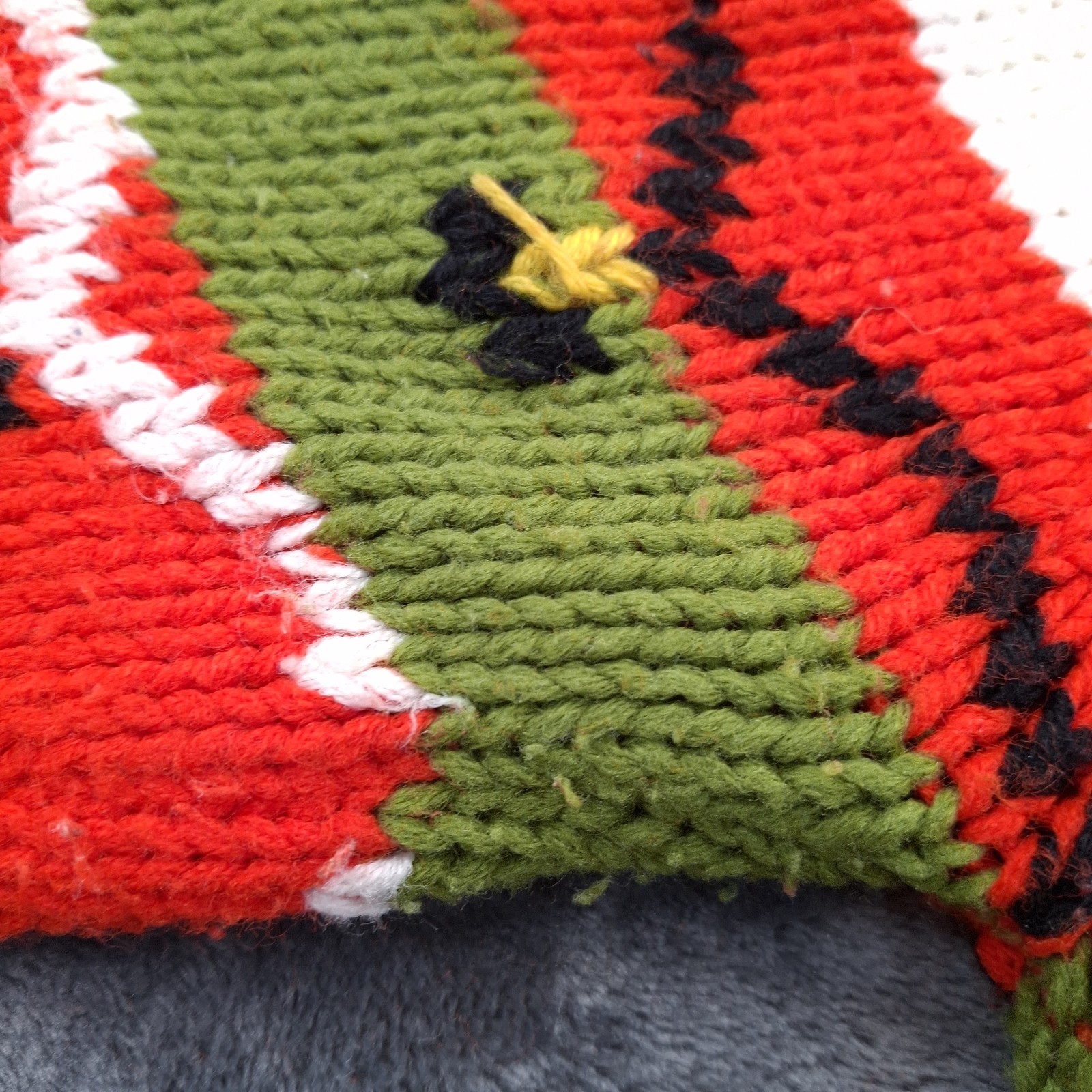 Vtg Handmade Button Front Sweater Red Green Acrylic Blend Womens M 80s Style