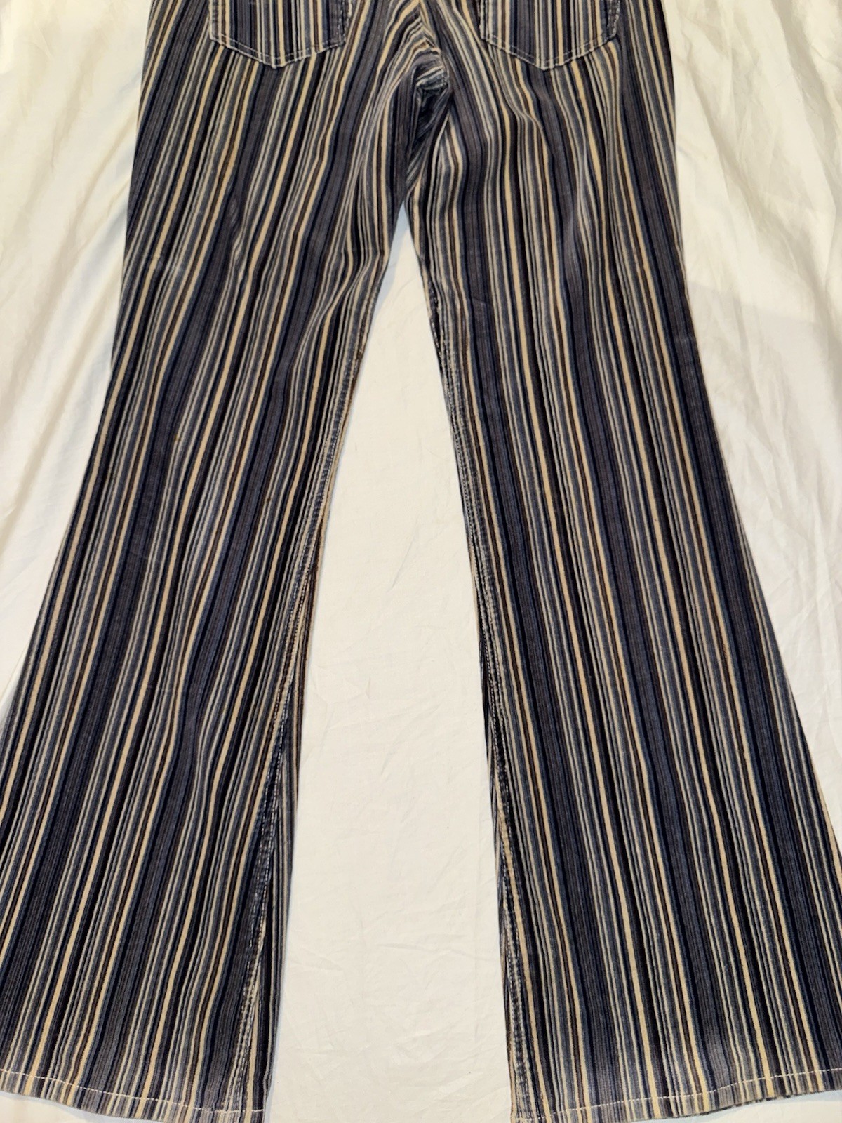 Jou Jou Women’s Vintage Flare Corduroy Low Rise Multi-Color Striped Pants Sz 5/6