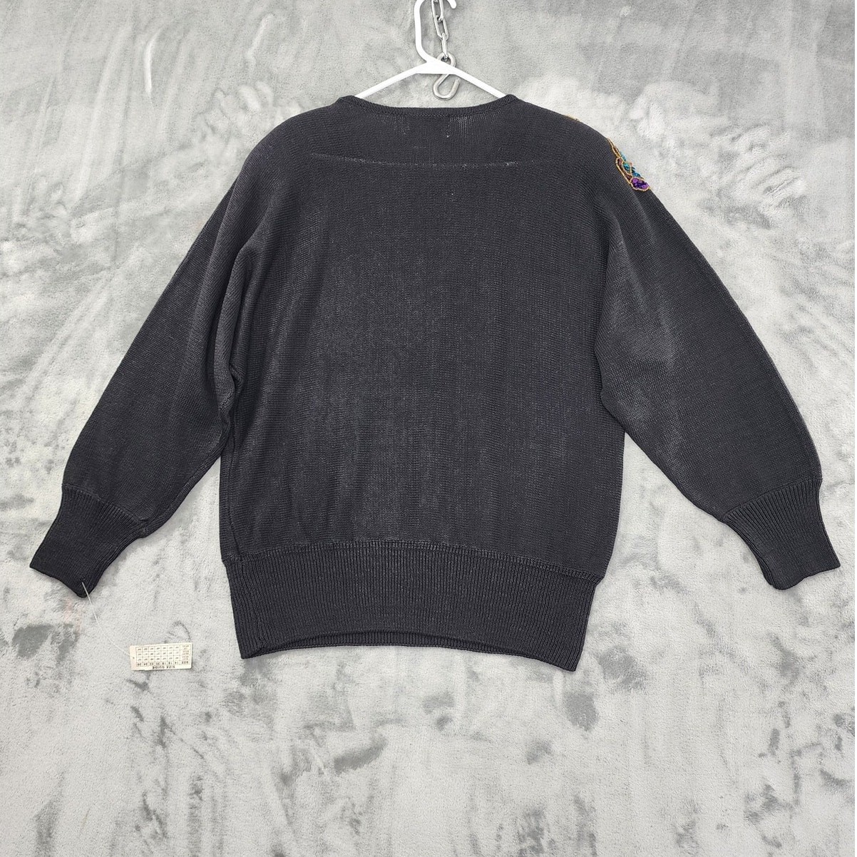 NEW Vintage Fitting Image Sweater Womens 14/16 Black Multicolor Sequin Beaded