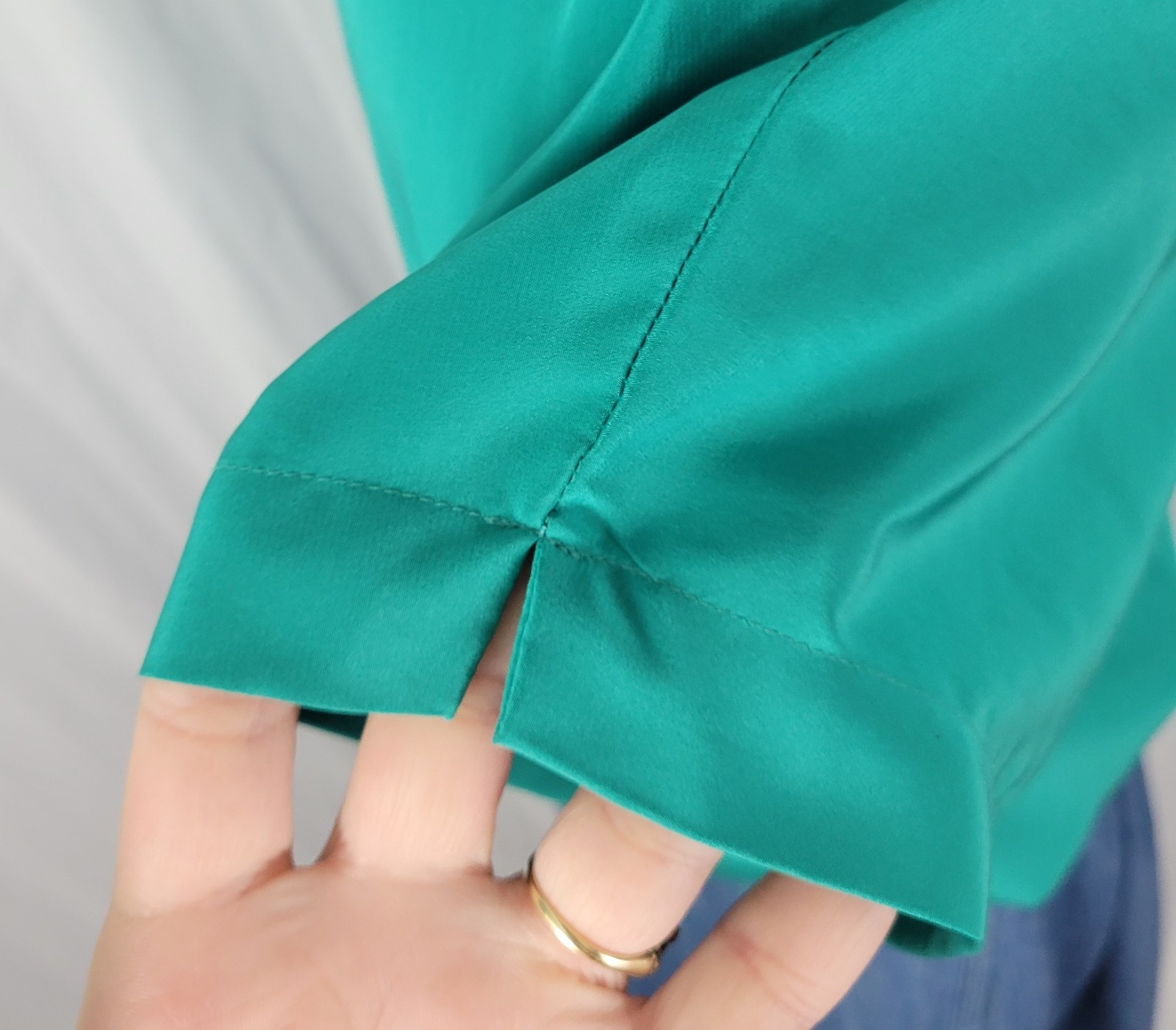 Vintage Rendezvous Teal Green Dropped Shoulder Blouse Size 10