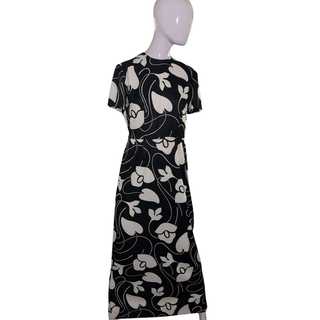 Vintage 70&rsquo;s Black and White Floral Maxi Dress