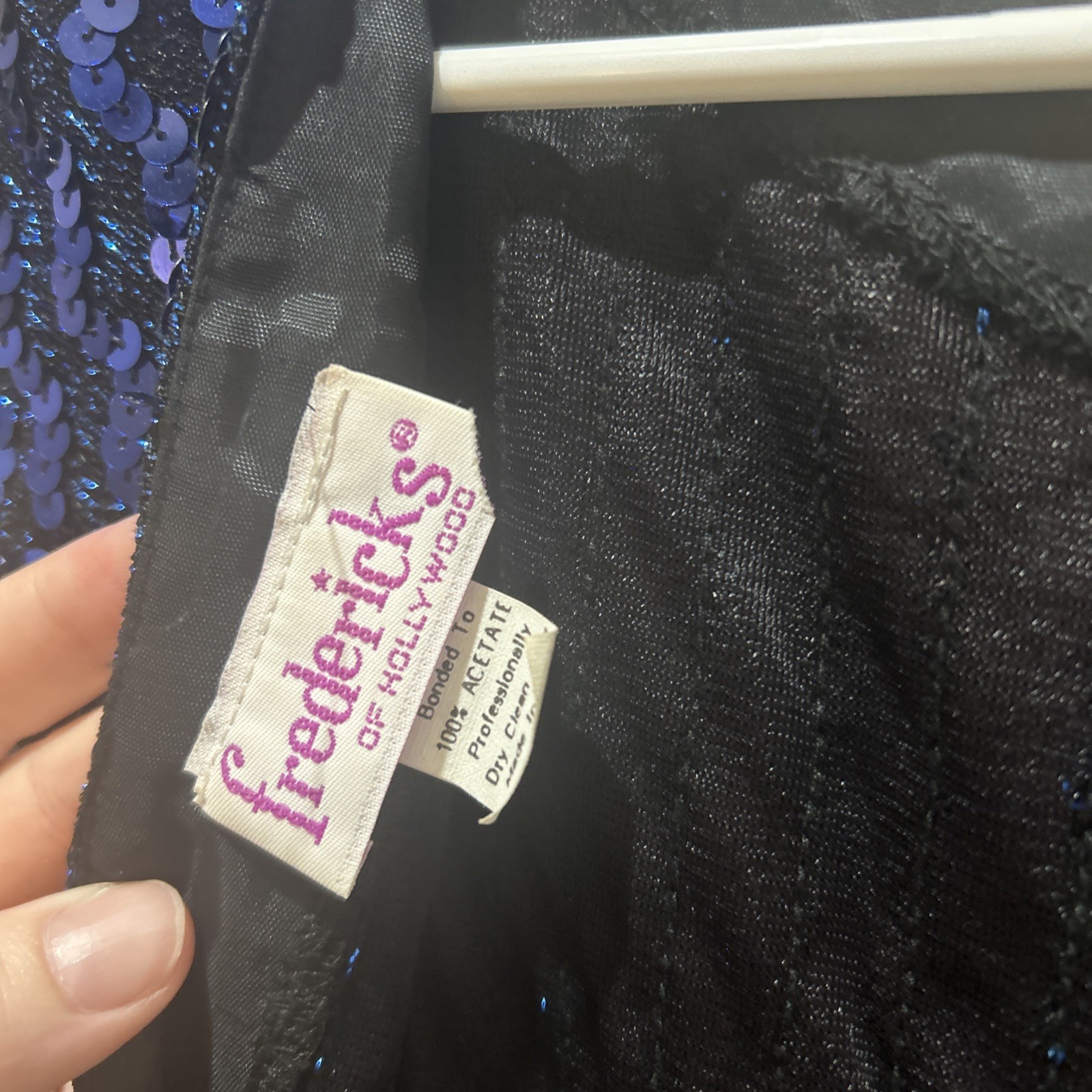 Vintage Fredericks Of Hollywood Blue Sequins Wiggle Dress Party Vegas Cocktail M