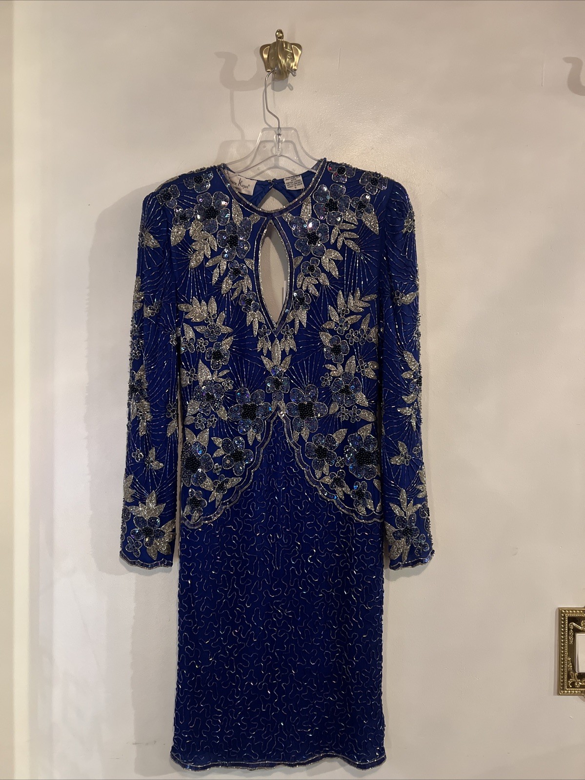 Fully Beaded Laurence Kazar Blue Evening Dress