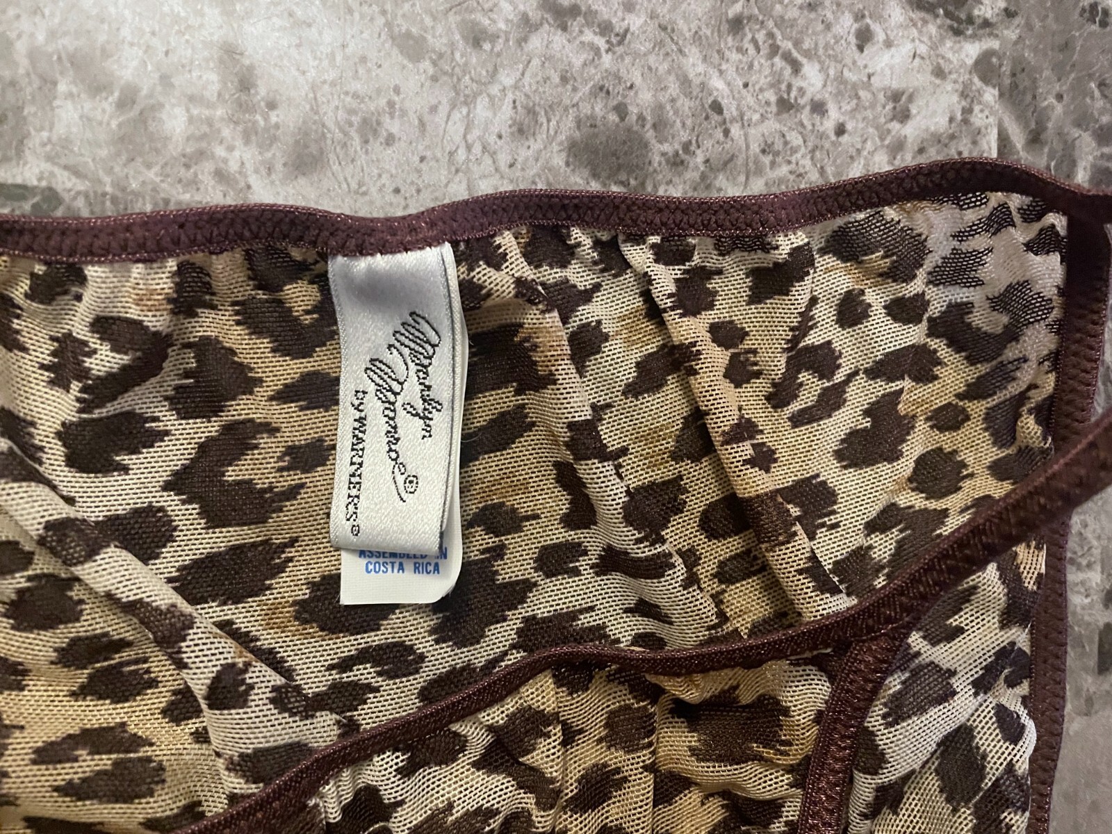 MARILYN MONROE by WARNER&rsquo;S SMALL LEOPARD CHEETAH MESH RARE VINTAGE STRING BIKINI