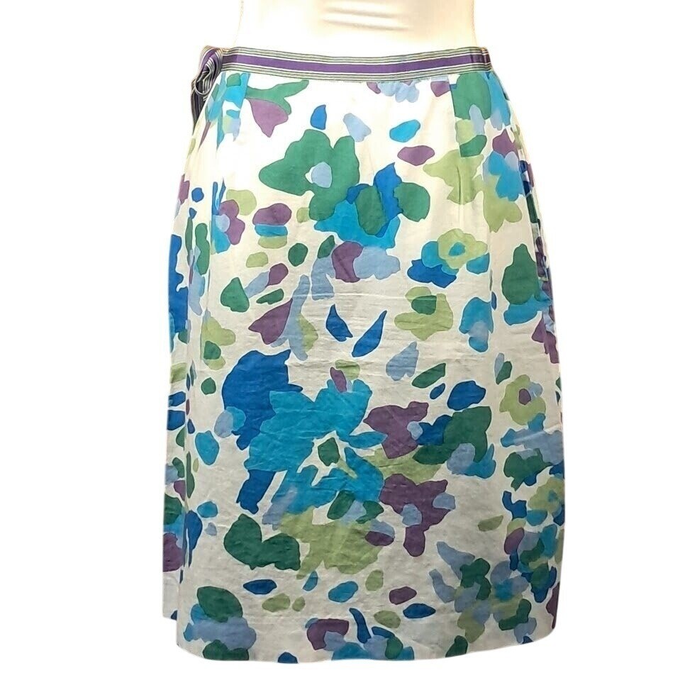 Vintage 60s PLAY BY LEON LEVIN 8 Mod Floral Wrap Skirt Side Zip Knee Length