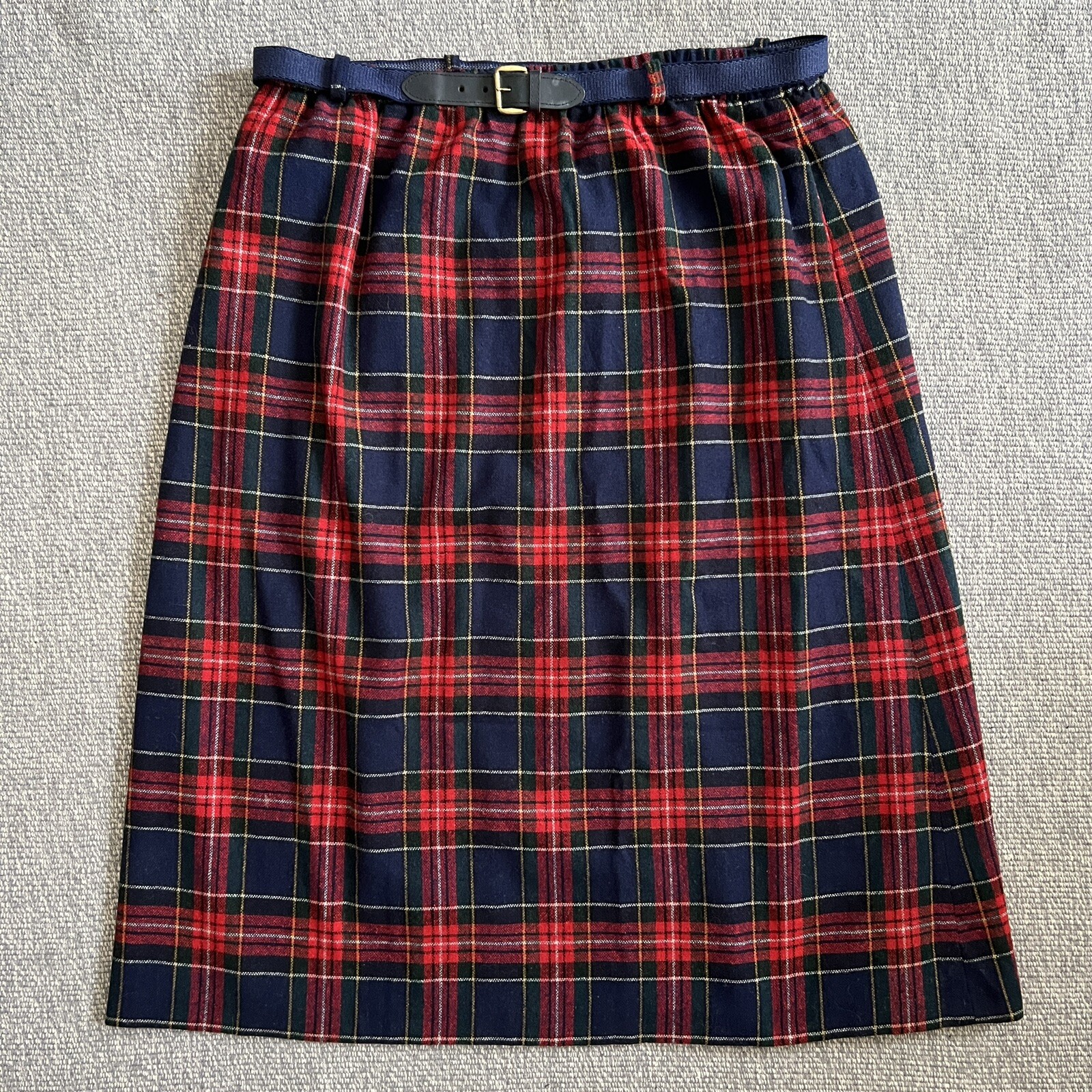 Vtg 70s Copley Square Ltd Tartan Plaid Midi Skirt Union Made Pockets 1X 36-38W