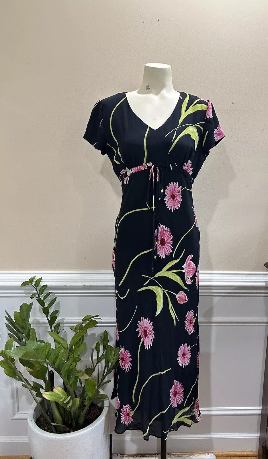 Vintage David Warren Floral Long Dress Women Size 6P