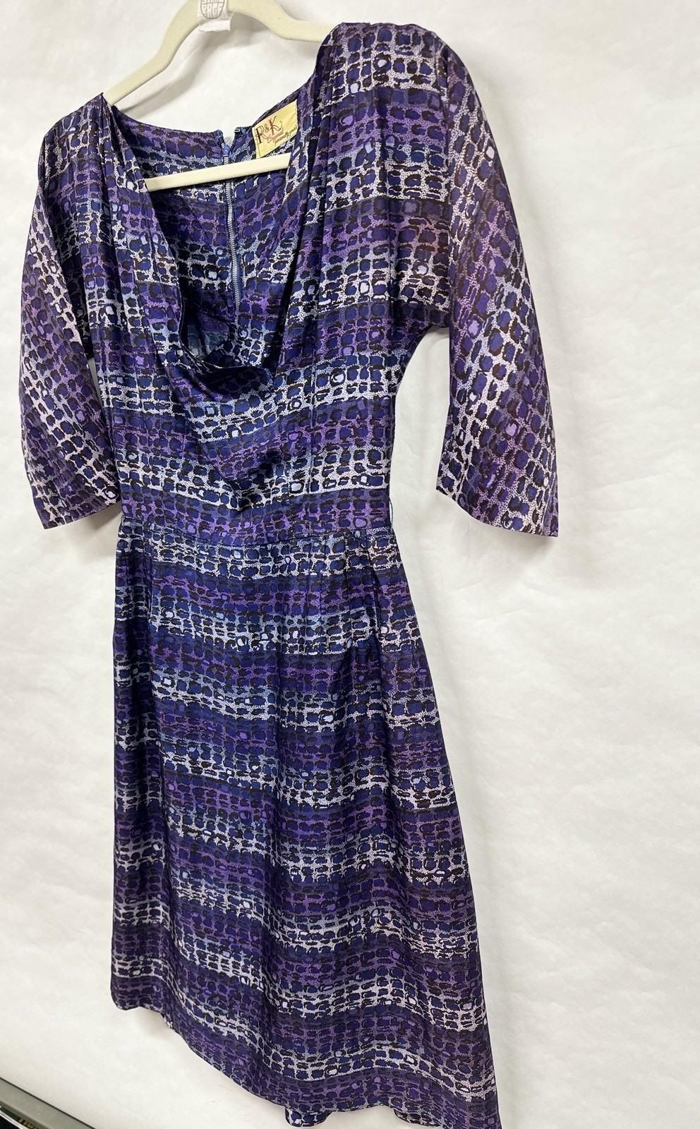 Vintage 60s Shirtwaist Dress Small Purple Abstract Stripped R&K Originals