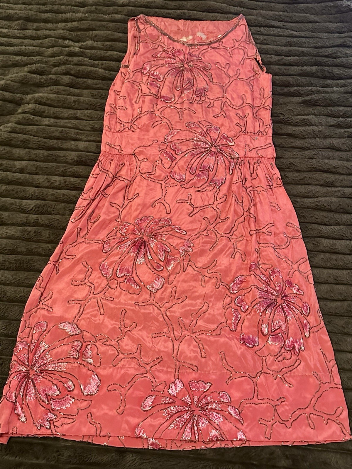 Vintage 1920s Rue De La Paix Paris France Beaded Flapper Dress As Is