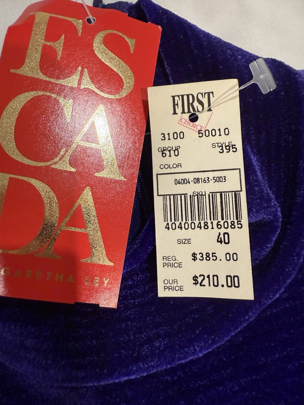 VTG 80s Escada Margaretha Ley Purple Velvet Bodysuit Sz 40 Made In Germany NOS