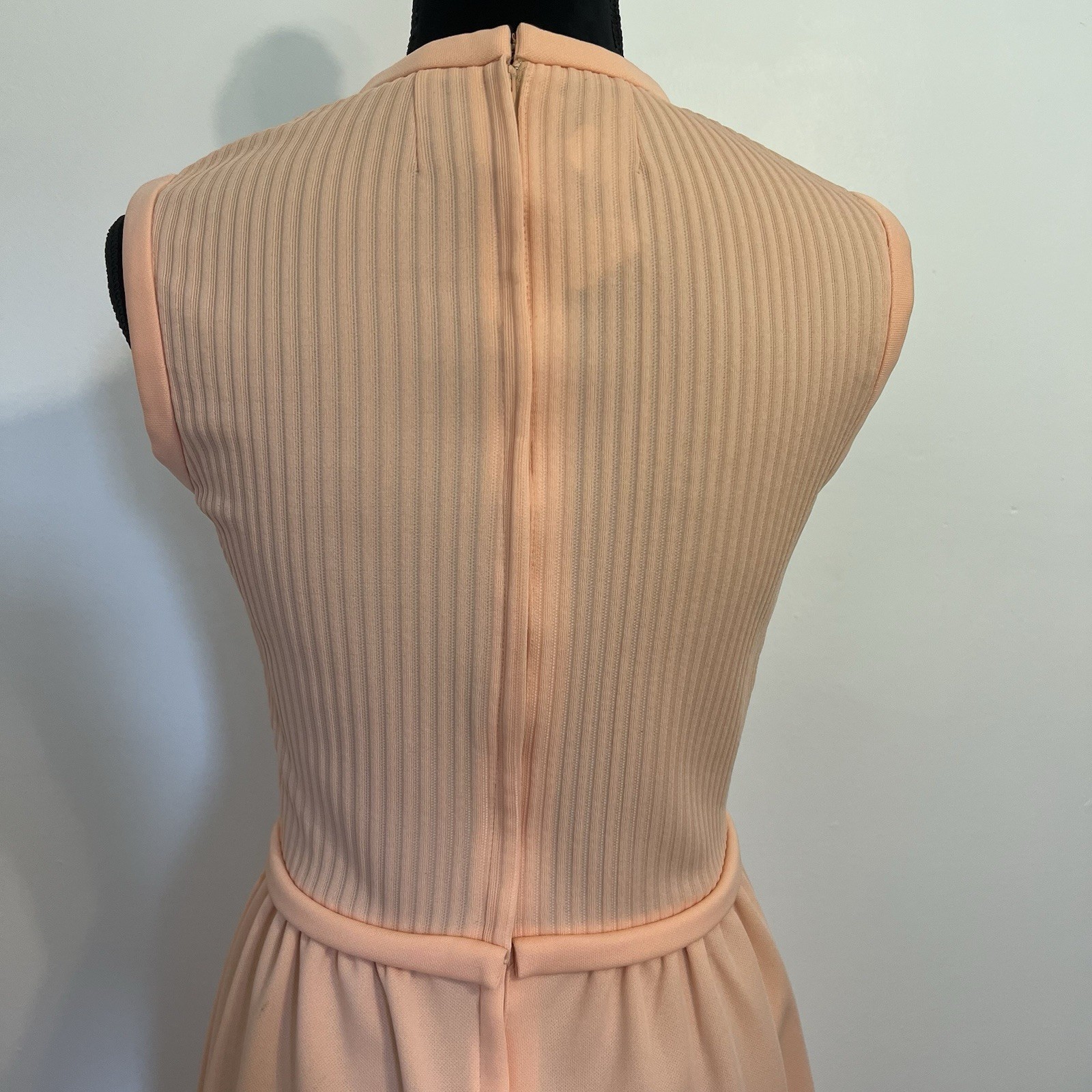 Vintage 60s Blush Pink Mod Romantic Maxi Dress Andrea Gayle Knit Jackie Size M