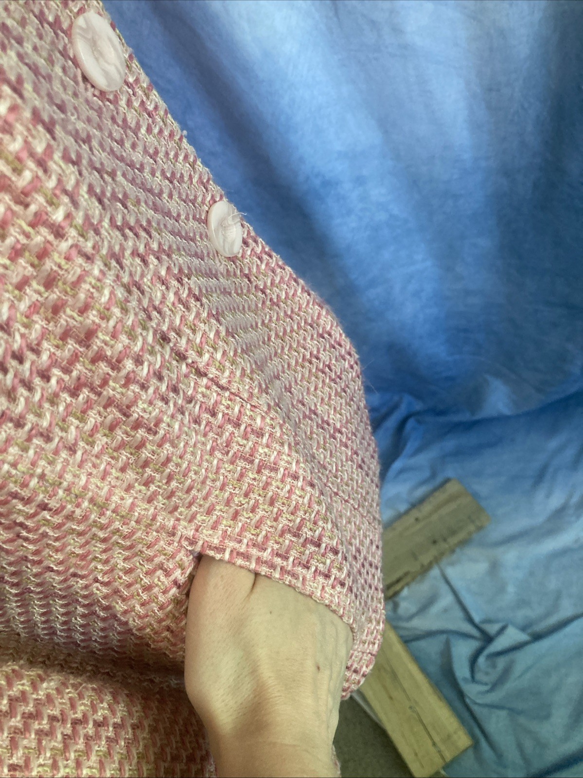 VTG 90s Y2K Villager Liz Claiborne Pink Tweed Blazer Jacket Lined Size 10