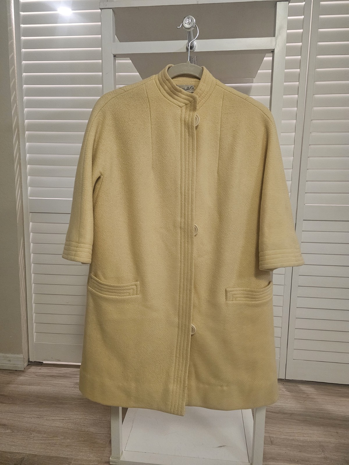 Vintage 60s Hickle Co Yellow Coat 3/4 Sleeve Swing Jacket ILGWU Union Made USA