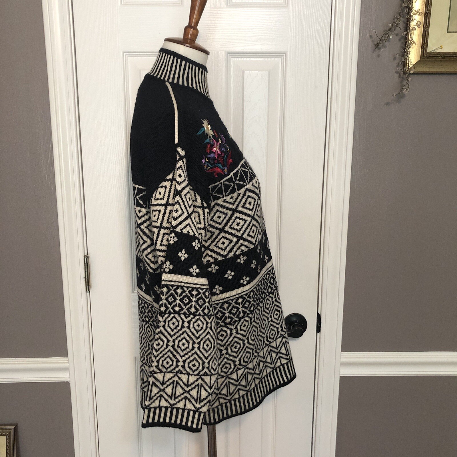 Pretty Vintage Obermeyer Chloe Sweater~S~Fair Isle/Edelweiss~B:44~Wool Blend~EC!