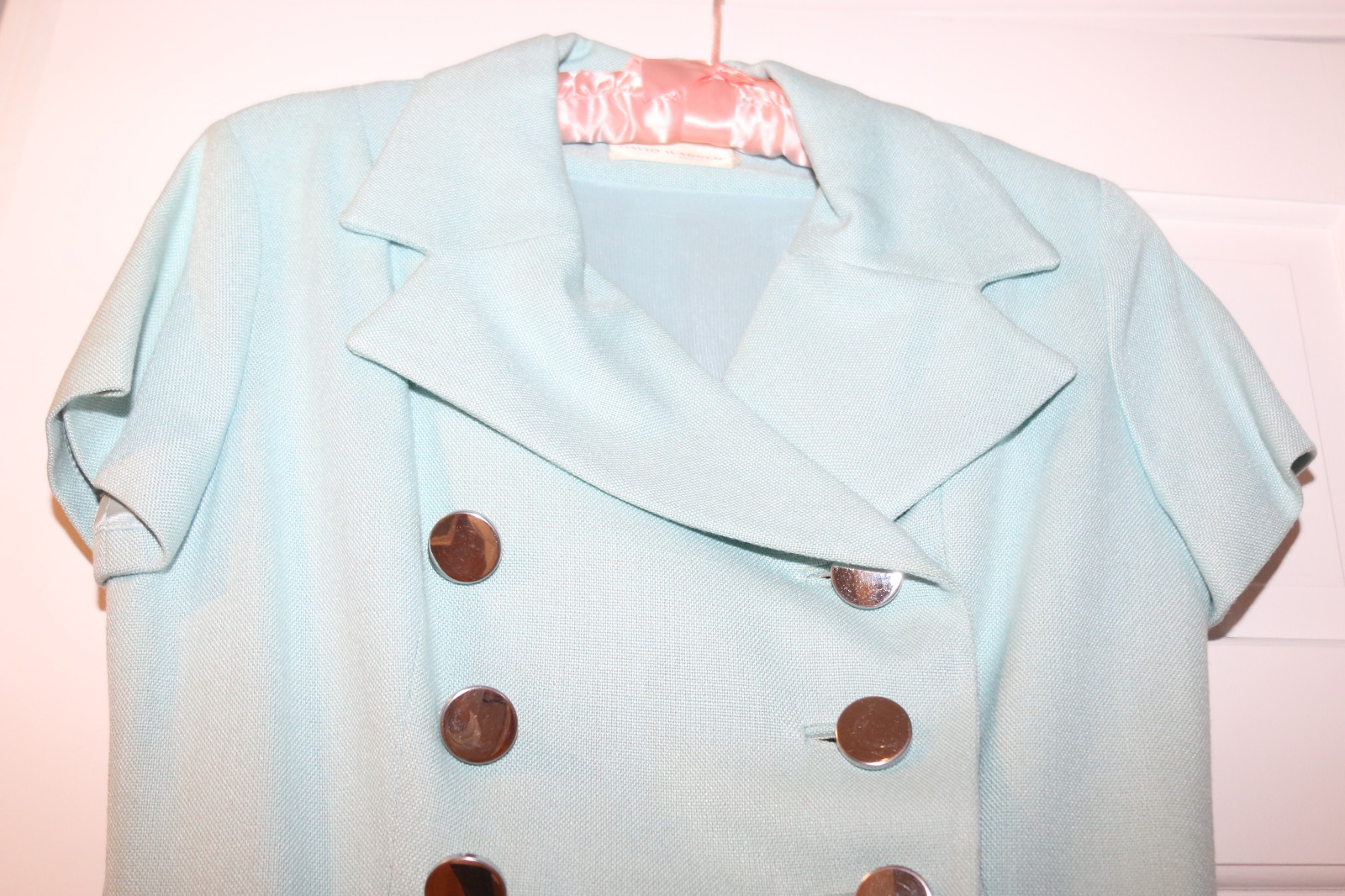 VINTAGE POWDER BLUE BUTTON DOWN SHORT SLEEVE DAVID WARREN DRESS – PRE-OWNED