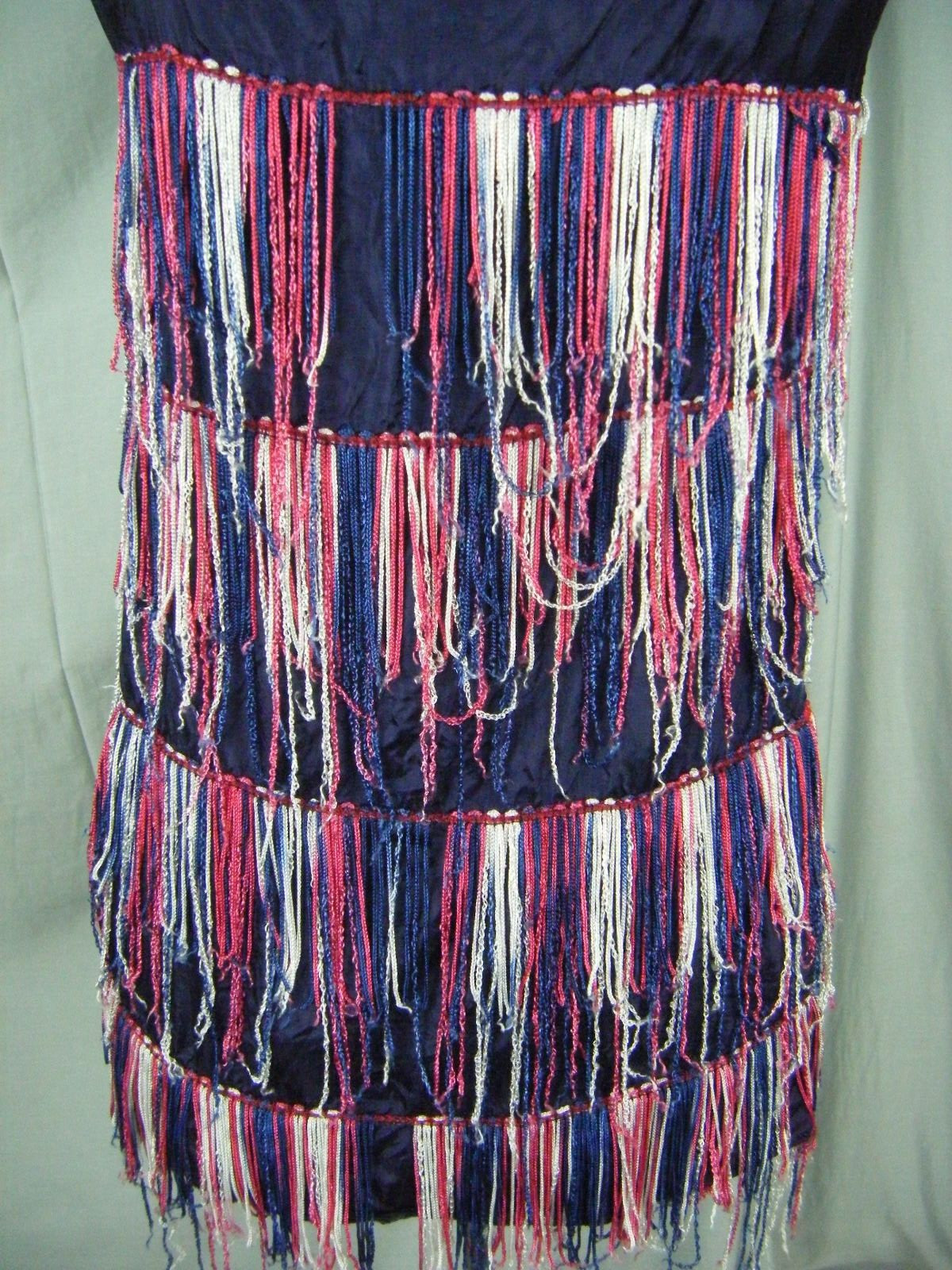 Vtg 60s Multi Colored Fringes Rayon Crepe Top-Bust 32/3XS-2XS