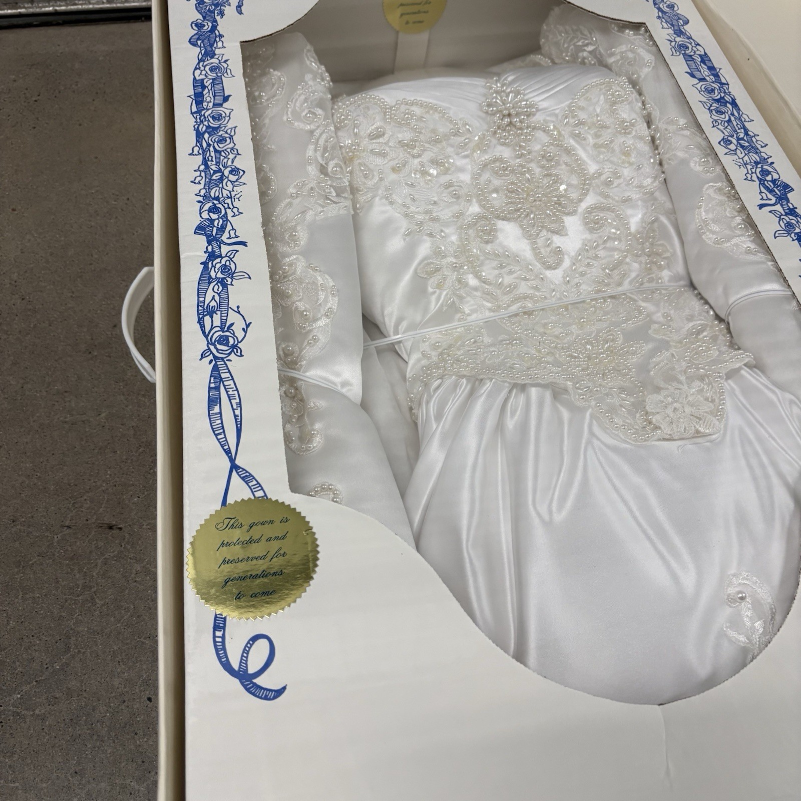 Vintage 1990s Bridal Wedding Dress Gown Victorian Style New with Original Box