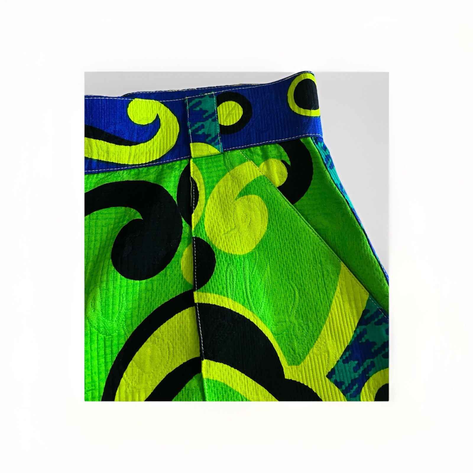 Vintage VERSACE Couture Colorful Abstract Pattern Shorts, Size 46, Signed