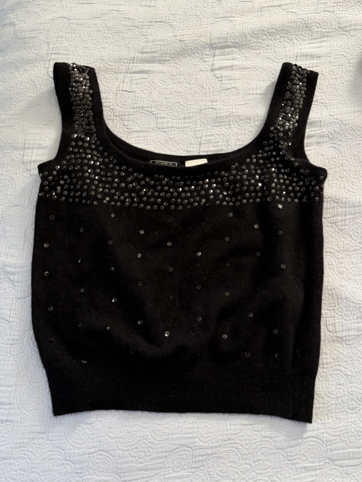 Don Rakow Stevens Creek Angora Wool Sequin Sweater Tank Top Vintage 90s Sz L