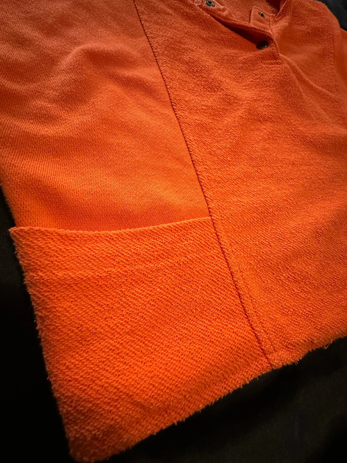 Gloria Womens Y2K Terry Pullover Top Shirt Orange Snap Henley Pockets 23&Prime; PT