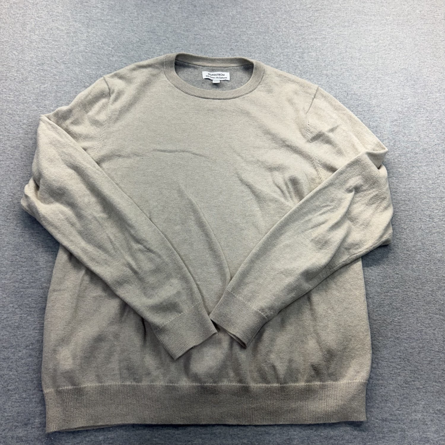 Nordstrom Men&rsquo;s Crewneck Sweater Beige Cotton Cashmere Blend L