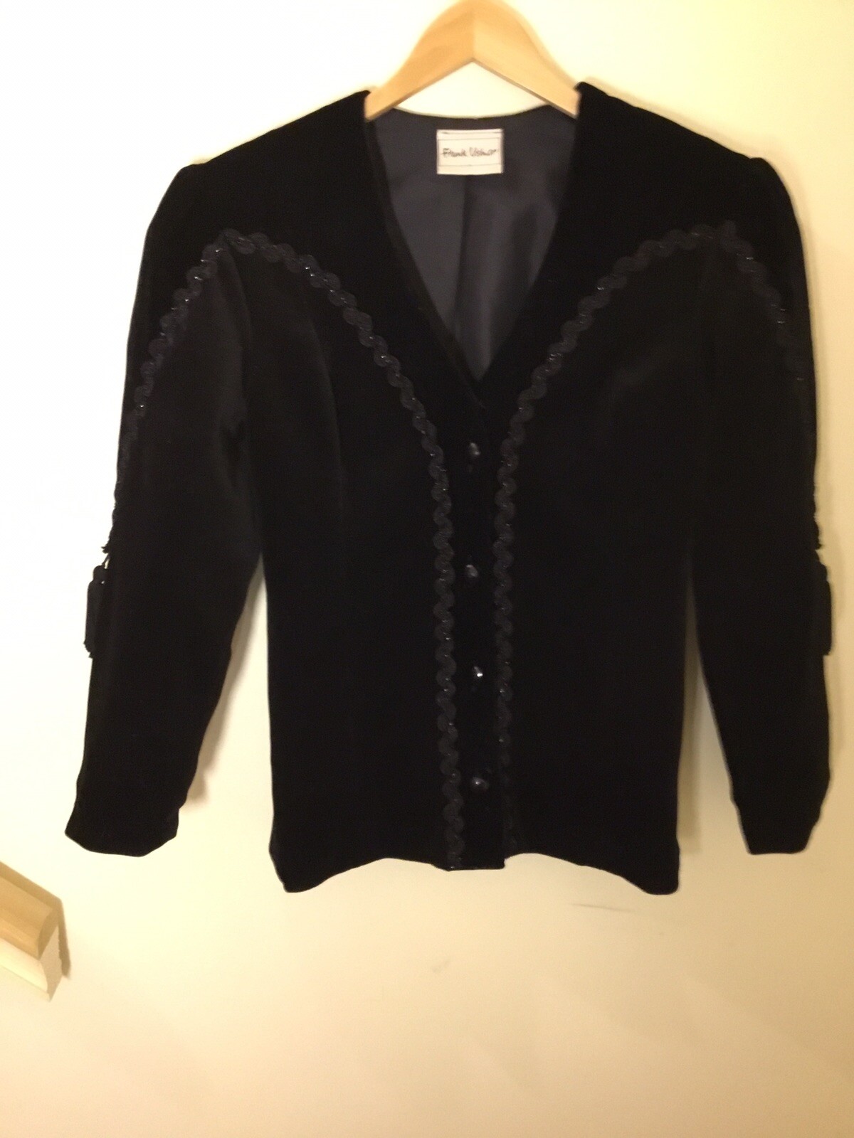 Vintage￼ Frank Usher Black￼ Velvet 80s Jacket/Blazer W/braid & ￼￼Tassel accents