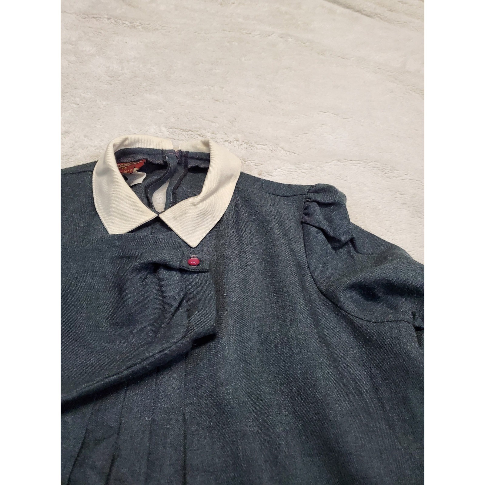 Vintage Gray Collared Maternity Dress 6 Maternal, Modest, Mature Retro Classic