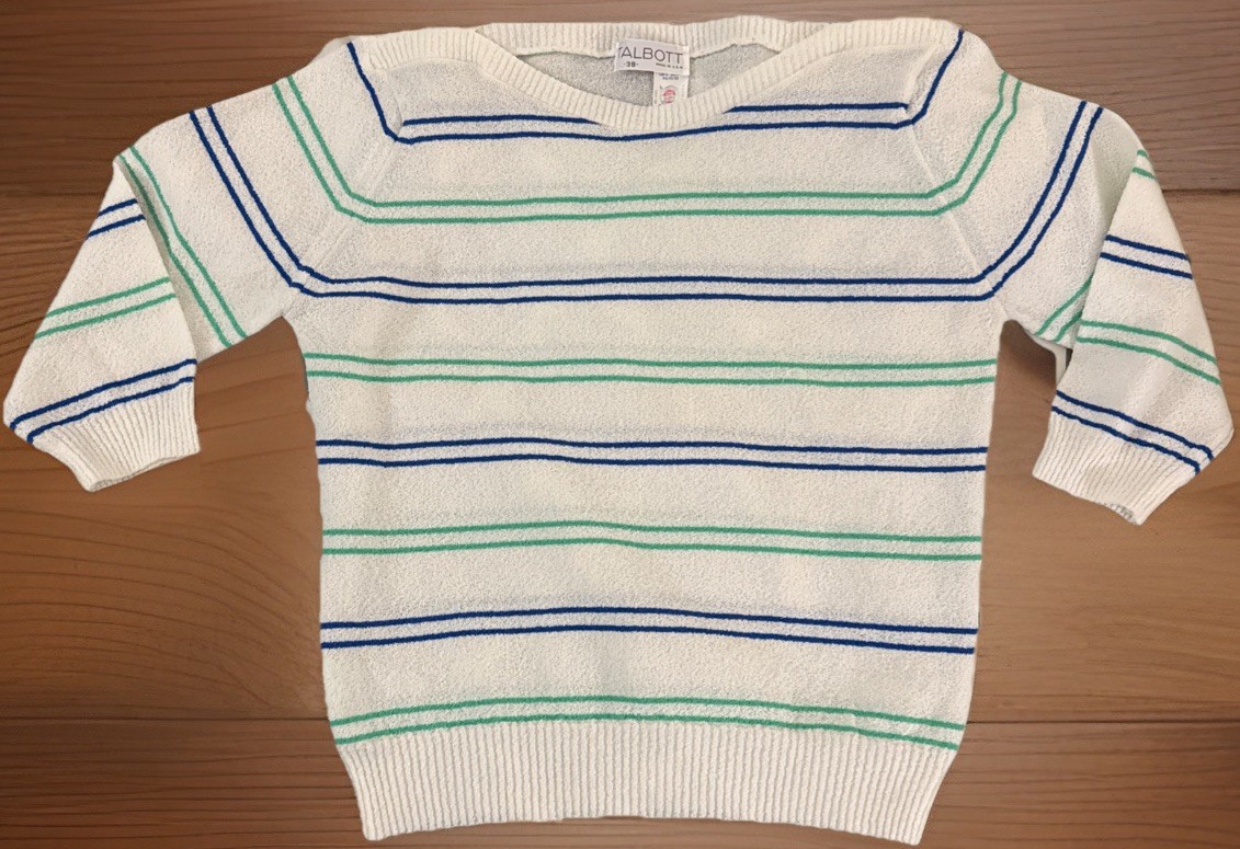 VTG Talbott’s Top 38/L Knit 80’s/90’s USA 3/4 Sleeve Pullover Boat Neck NICE