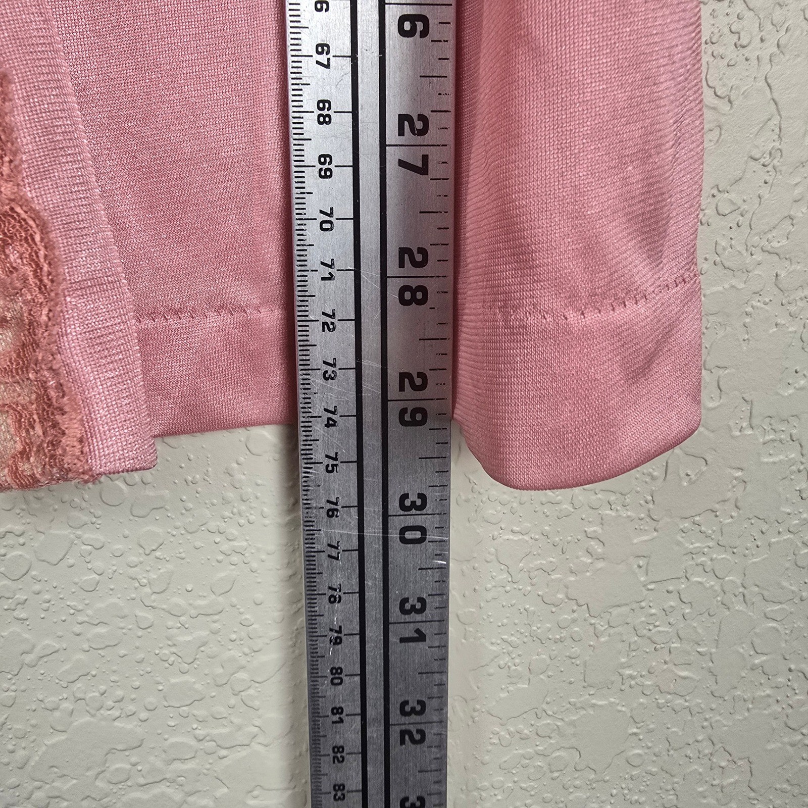 Vintage Undercover Wear Pink Bed Jacket Lingerie Robe Lace Trim Button Front