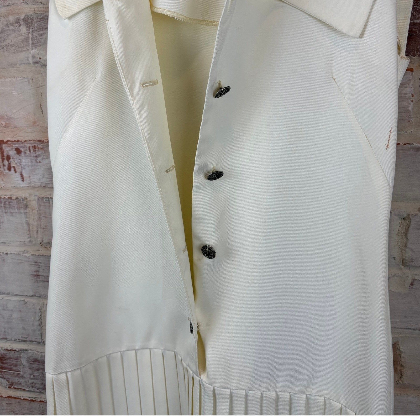 Vintage Miss Amis Ivory Sailor Collar Anchor Button Pleated Mini Dress XS/S