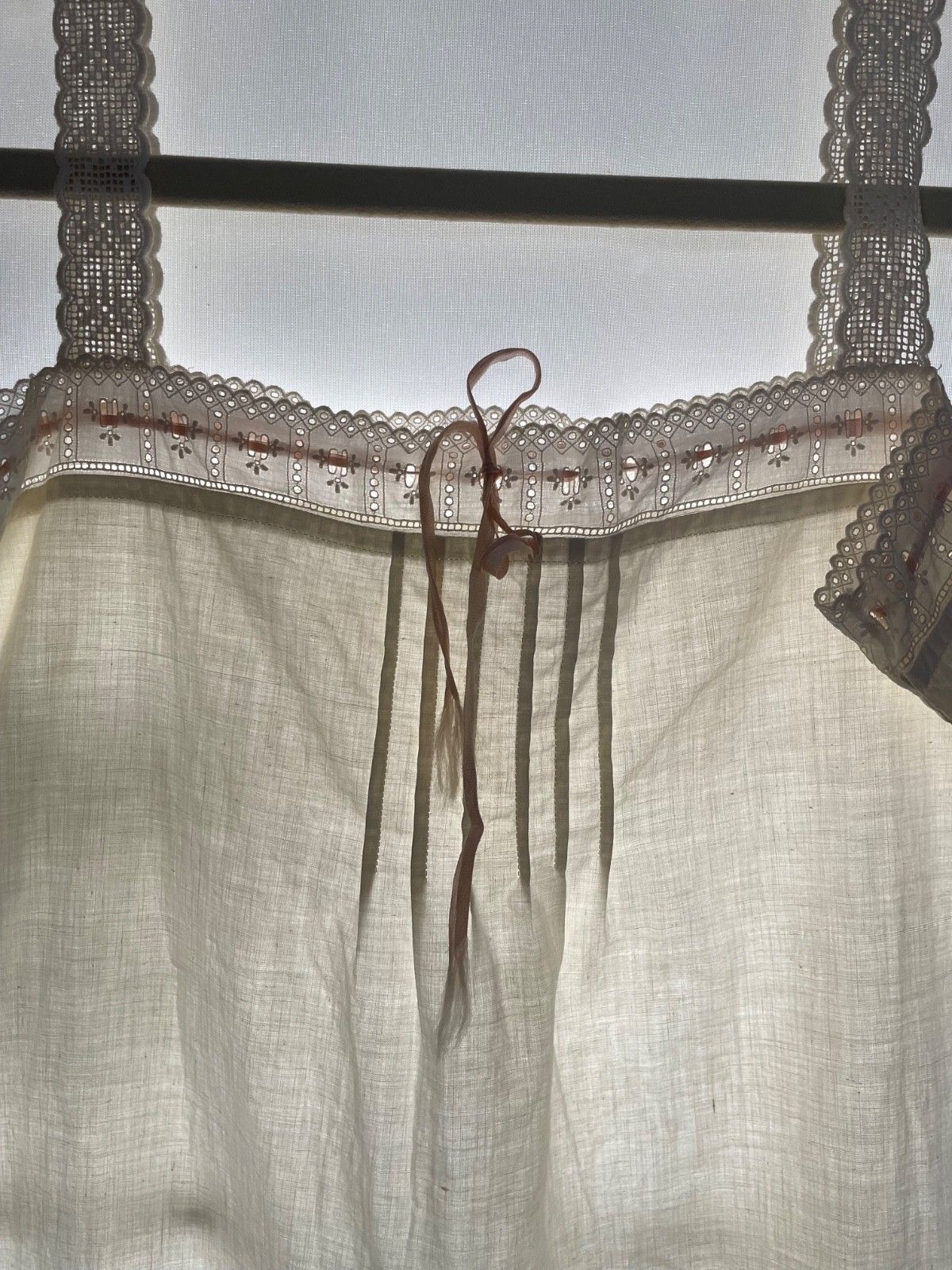 Edwardian White Cotton Teddy 1910s Crochet Lace Step-In Chemise Lingerie Large