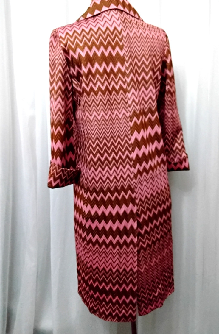 RARE Vintage MISSONI Chevron Coat Jacket Pink Brown 1960s-70s