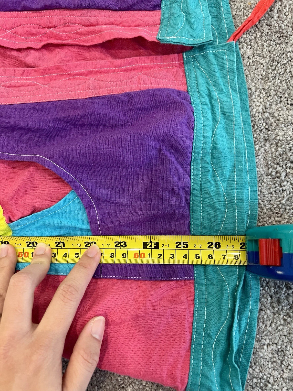 Vintage Handmade Retro 2-in-1 Reversible Patch Color Block Jacket Robe Size M/L.