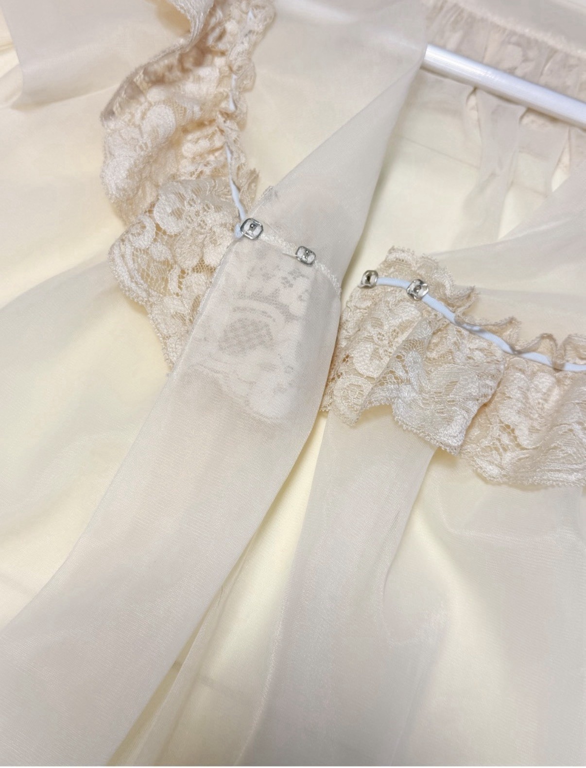 Vintage Shadowline Peignoir Set | Sheer Ivory Nightgown & Robe Lace Romantic XS