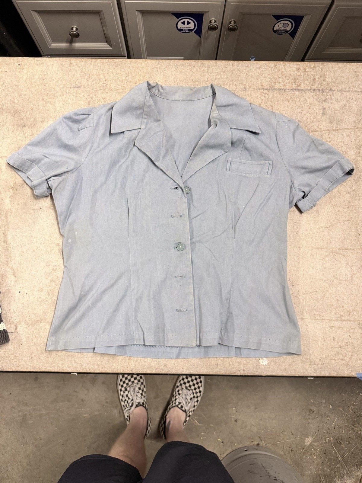 Vintage 1960s Women’s Light Blue Button Down Shirt