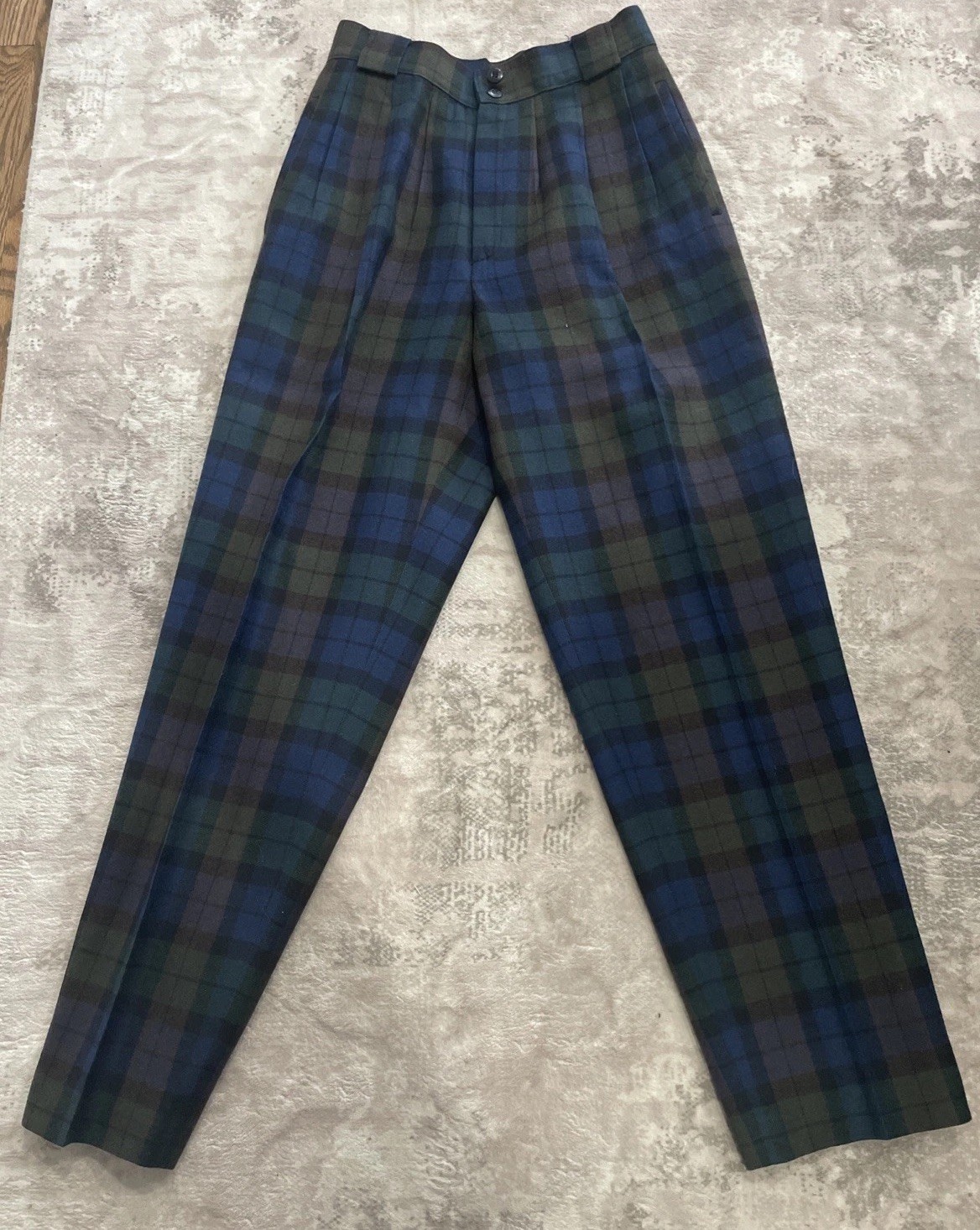 100%Wool Collectible Gold VTG Giorgio Sant Angelo lined tartan plaid pleat pant6