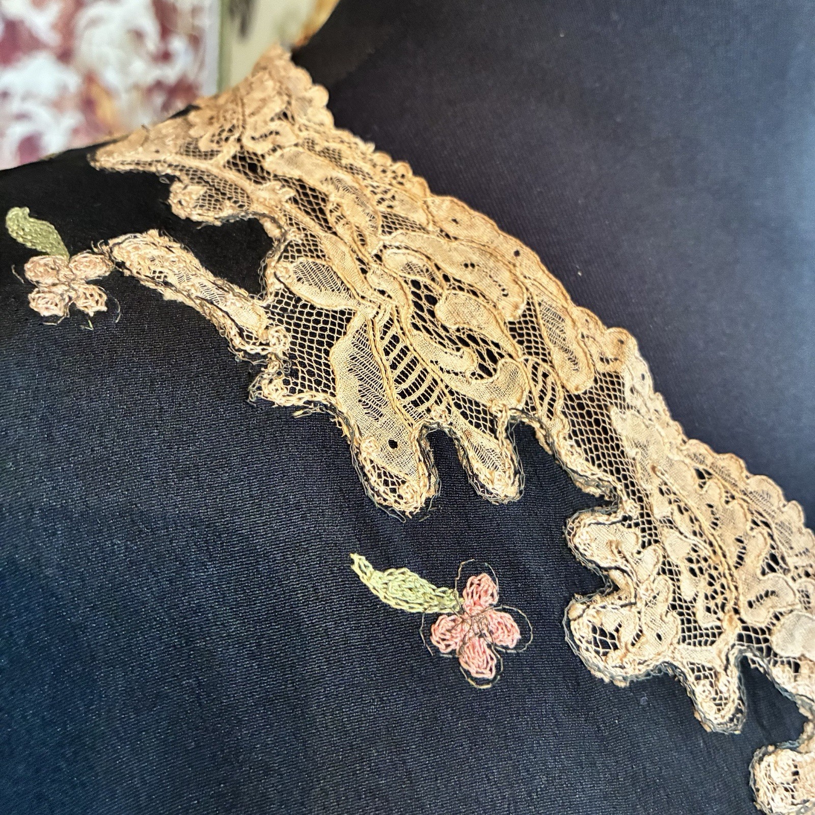 1920&rsquo;S Flapper Drop Waist Afternoon Dress Asymmetrical Lace Embroidery Silk