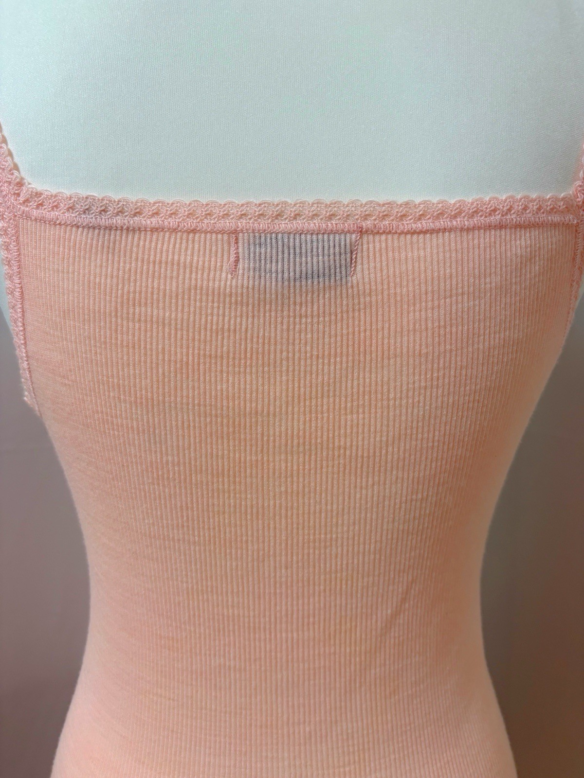 Vintage 1970s 1980s Italy mamabu Wool knit Camisole Top Pink Lace Romantic Boho