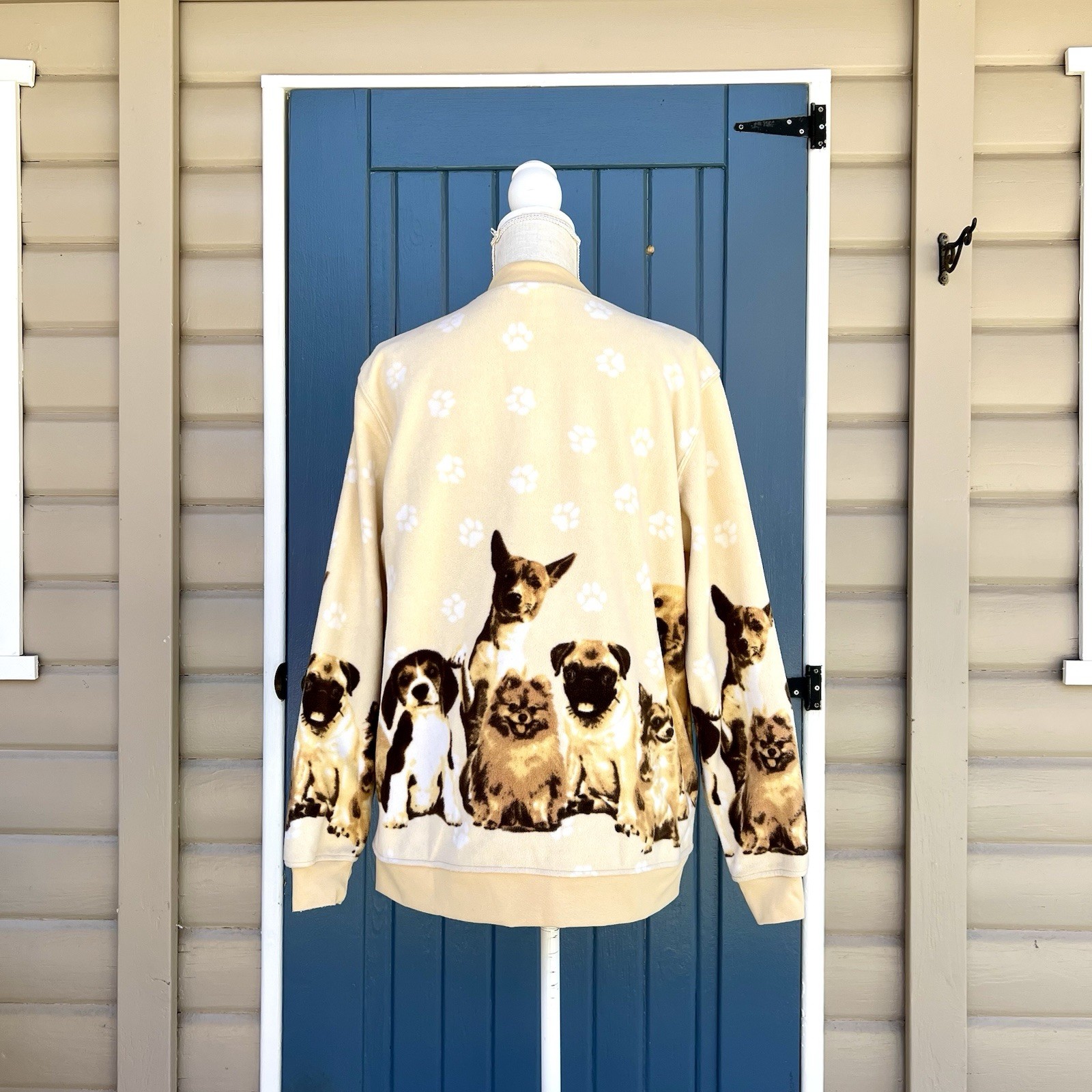 Vintage Blair Button Jacket Fleece Dogs Puppies Full Zip Sweater Women&rsquo;s Size M
