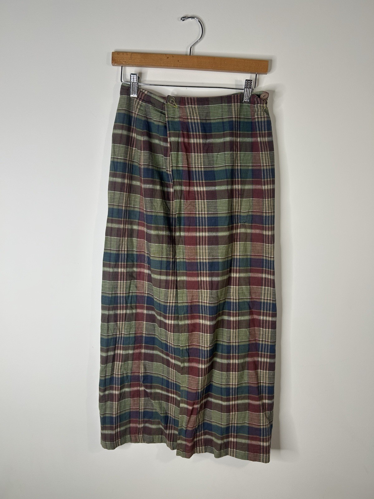 Vintage 1979’a Skirt Women’s Multicolor Plaid Maxi Everyday Causal Hippy
